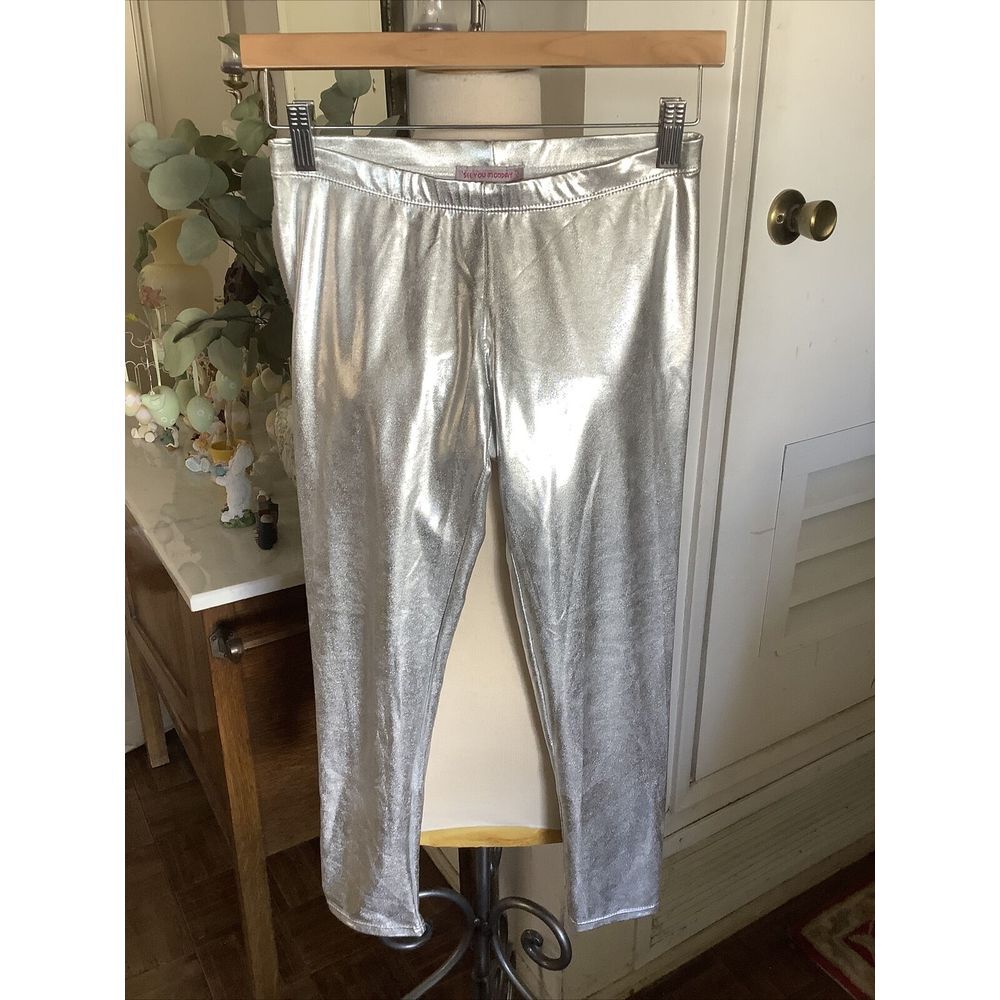 See You Monday Silver Leggings size Medium